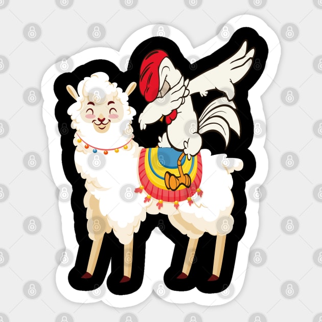 Dabbing Turkey riding Llama Sticker by NiceTeeBroo